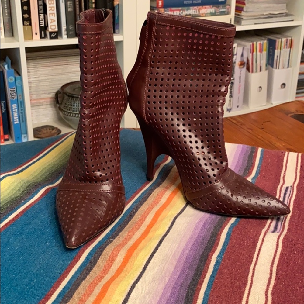 Alexander Wang perforated burgundy leather booties